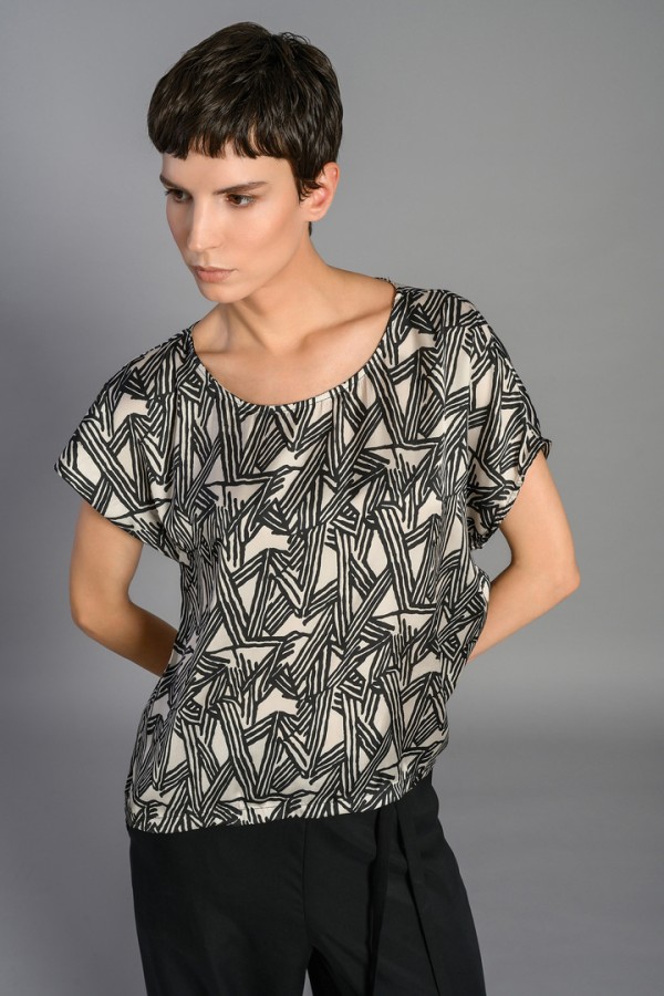 LENA/P PRINTED BLOUSE VANILLA BLACK