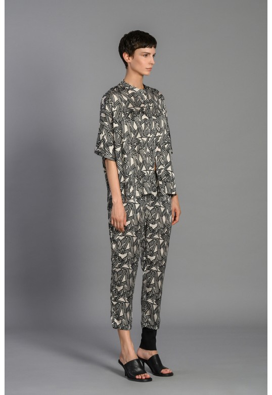 SONYA/P PRINTED SHIRT VANILLA BLACK