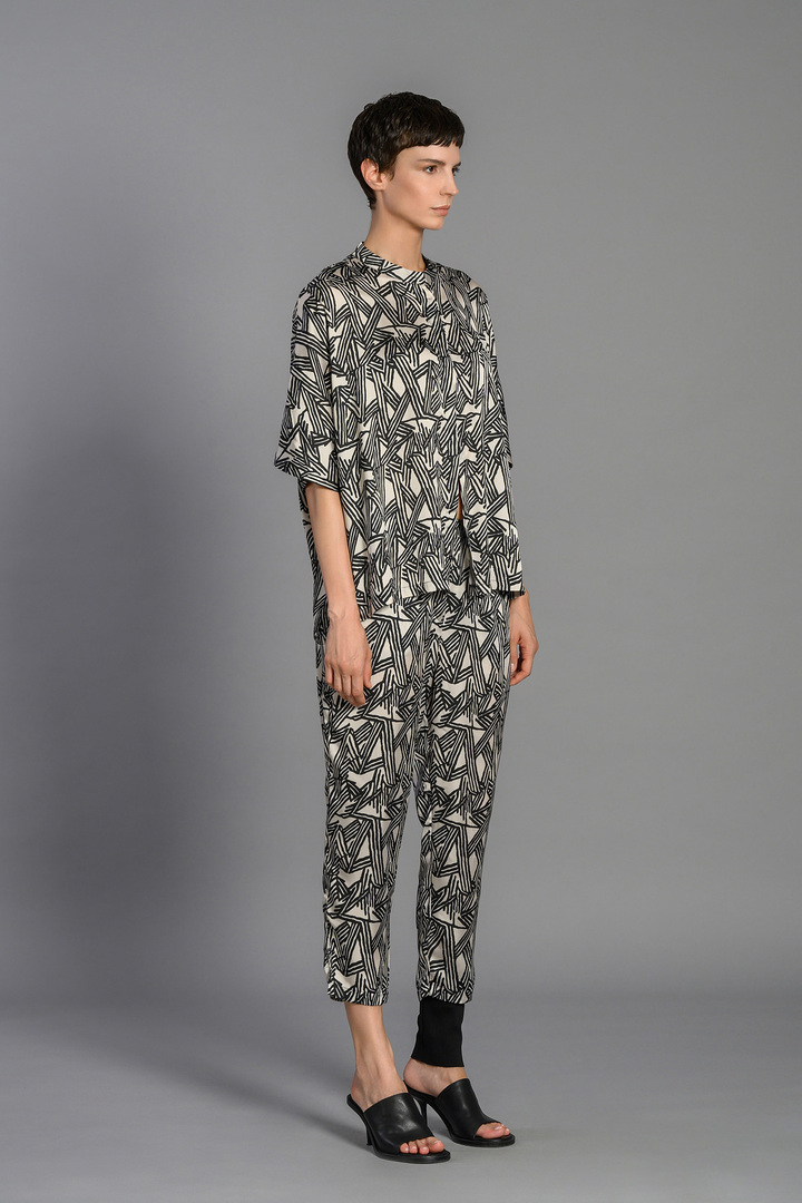 SONYA/P PRINTED SHIRT VANILLA BLACK