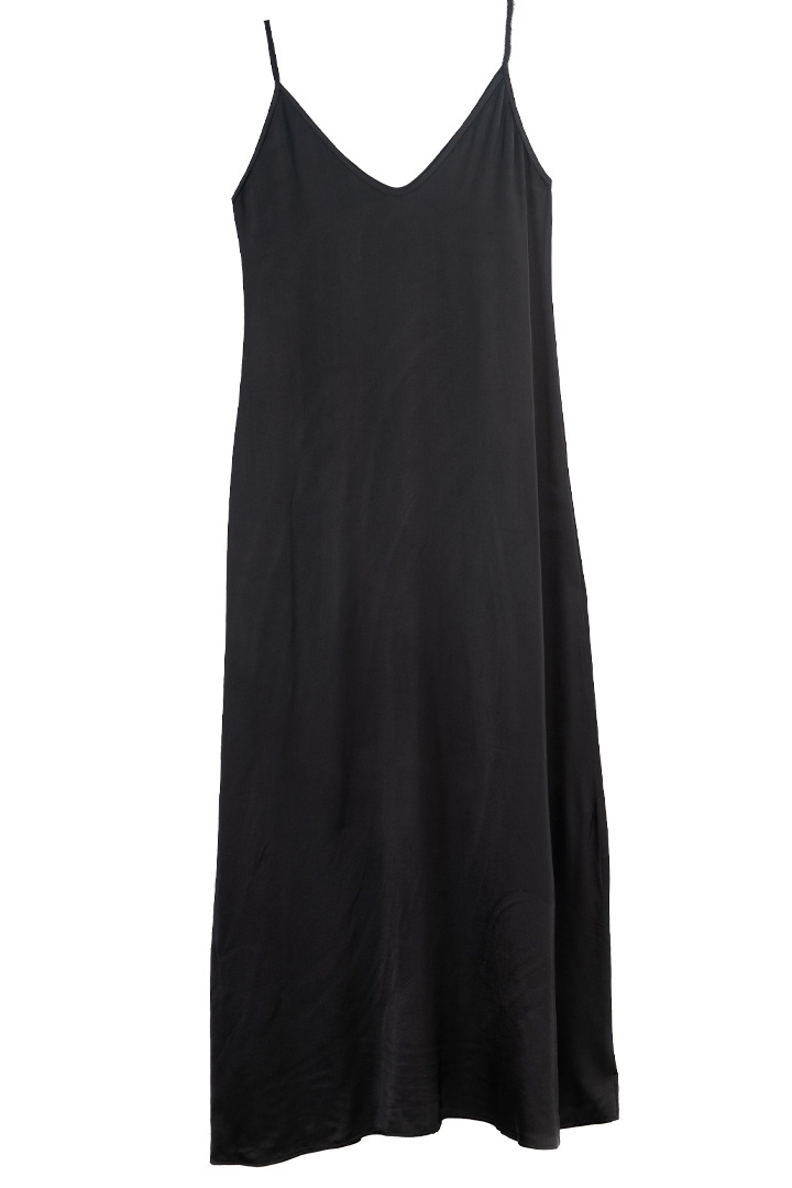 SATIN LONG DRESS BLACK