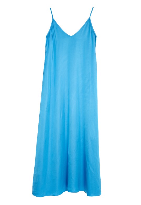 SATIN LONG DRESS LIGHT BLUE