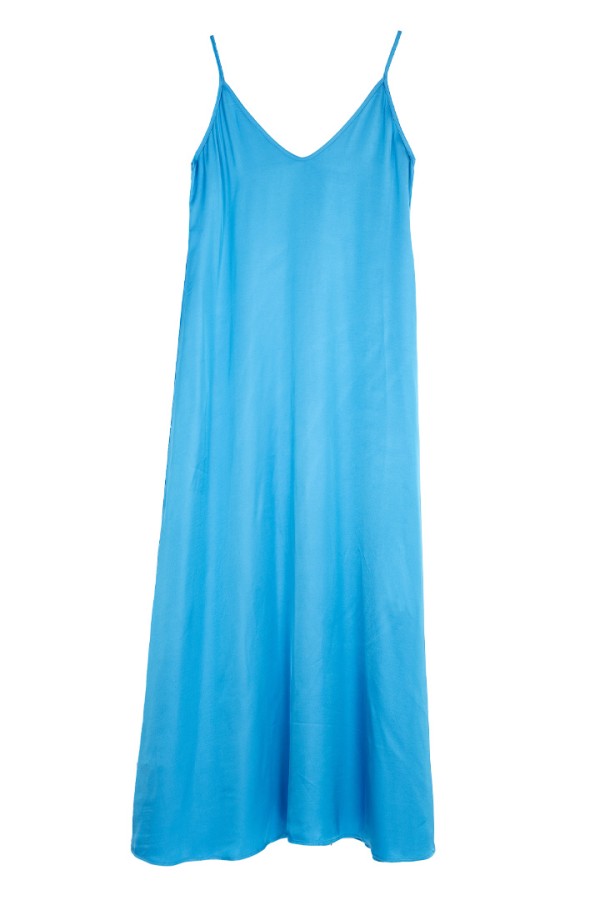 SATIN LONG DRESS LIGHT BLUE