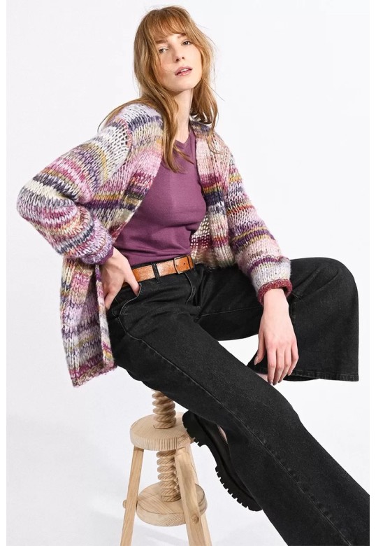 LONG KNITTED JUMPER MAUVE