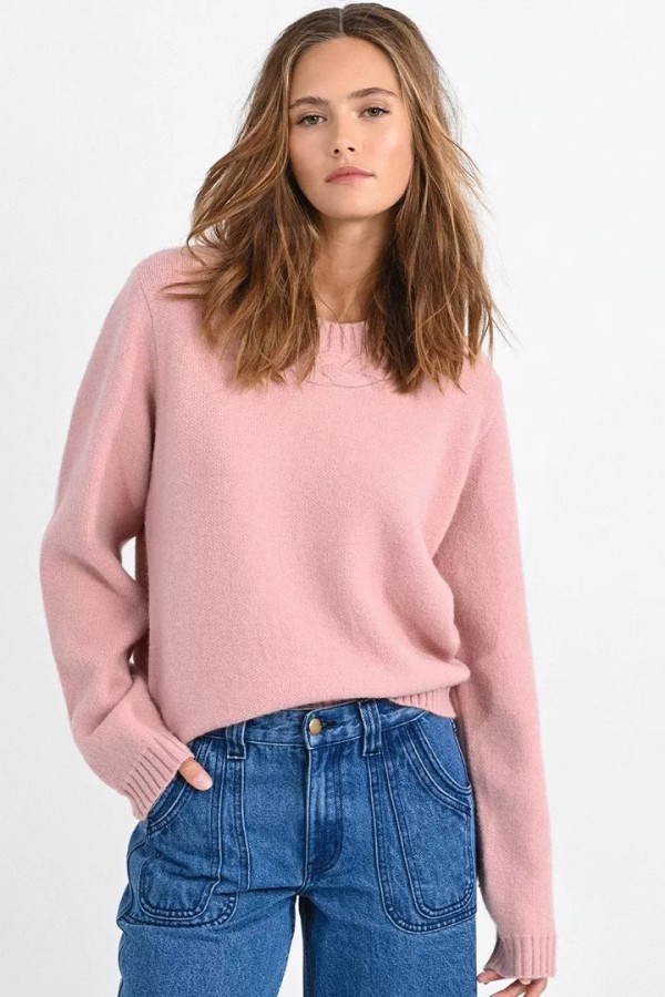 TWISTED ROUND NECK SWEATER PINK