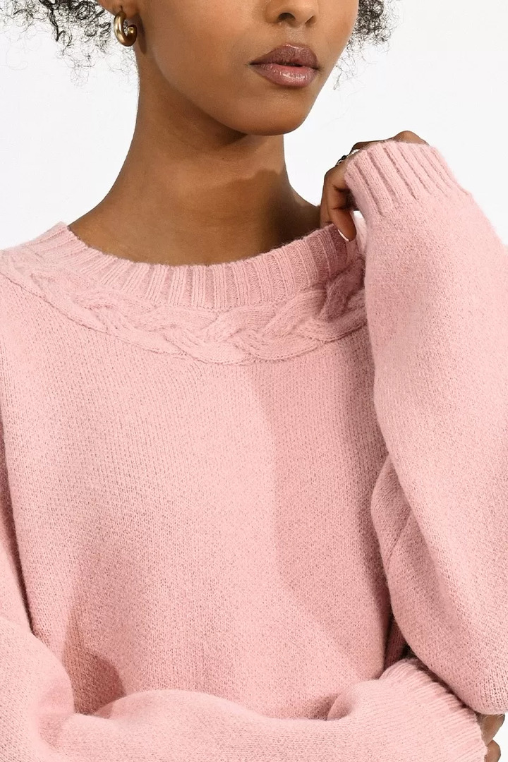 TWISTED ROUND NECK SWEATER PINK