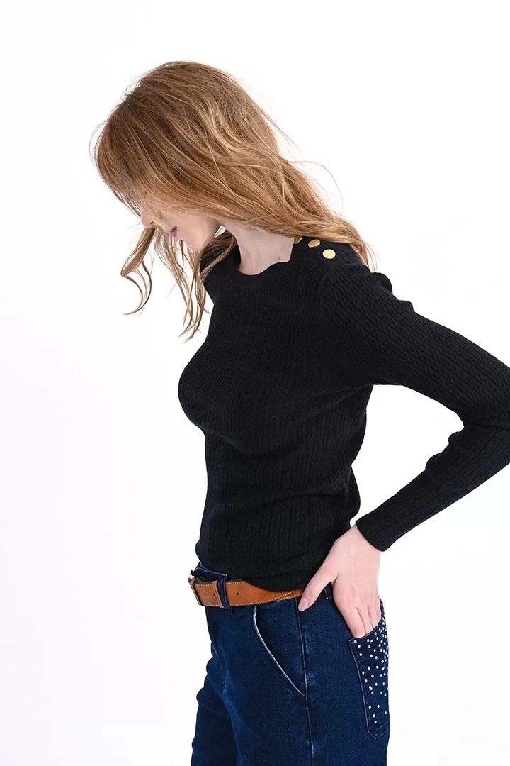 CREWNECK CABLE KNIT SWEAT BLACK