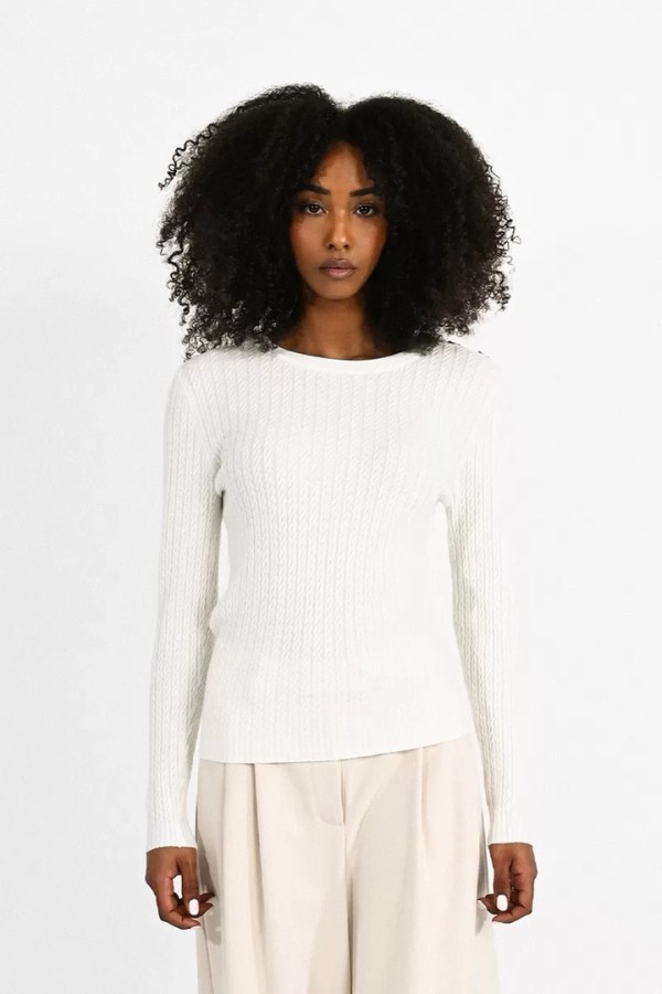 CREWNECK CABLE KNIT SWEAT OFFWHITE