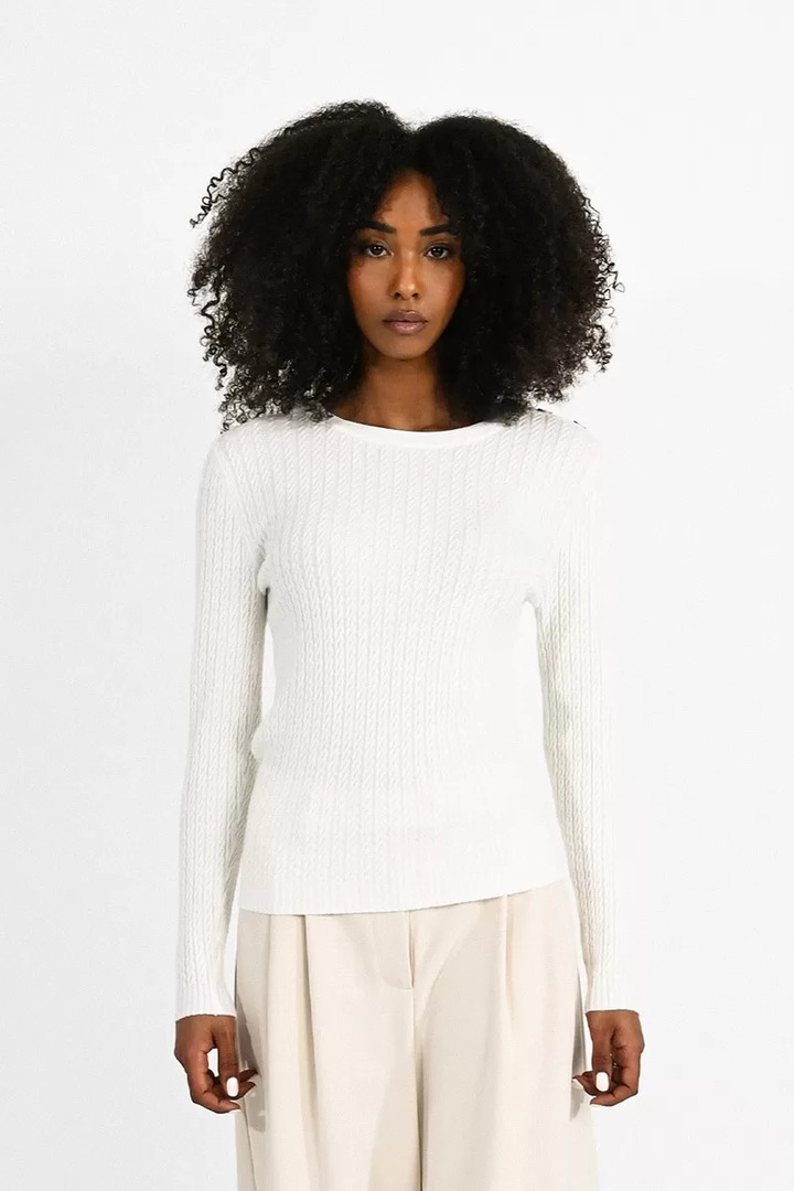 CREWNECK CABLE KNIT SWEAT OFFWHITE