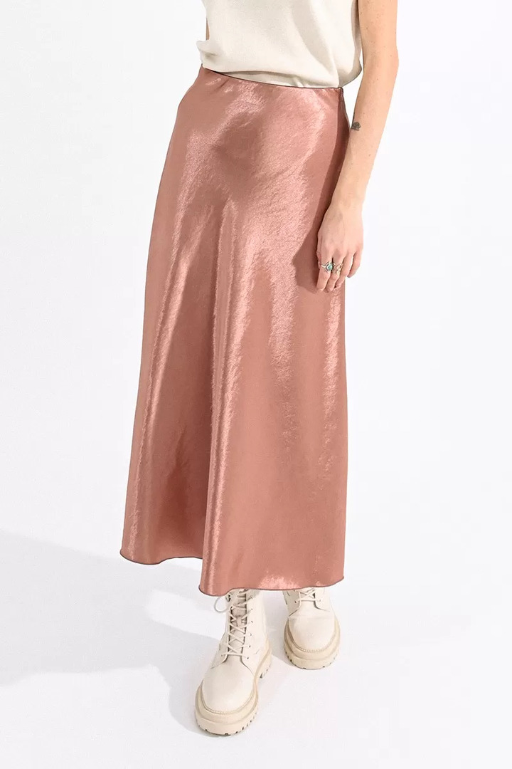 LONG SATINY SKIRT OLD PINK