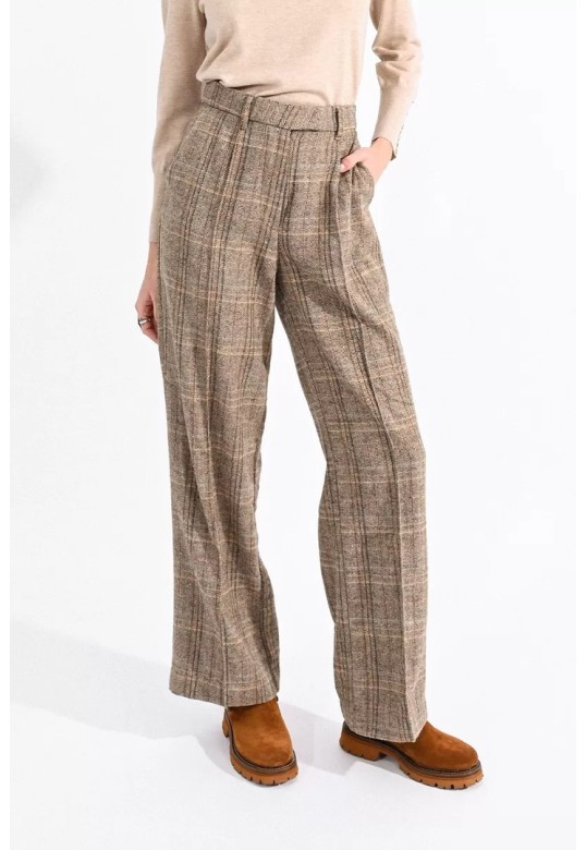 CHECKERED PANTS BEIGE