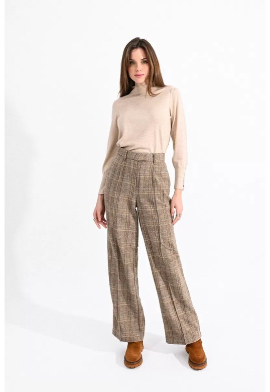 CHECKERED PANTS BEIGE