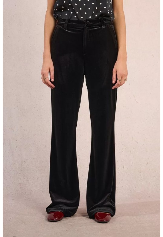 Flared velvet trousers Black