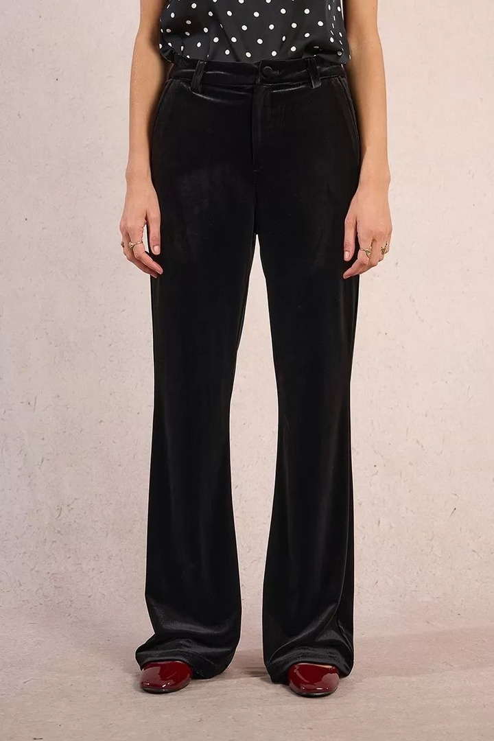 Flared velvet trousers Black