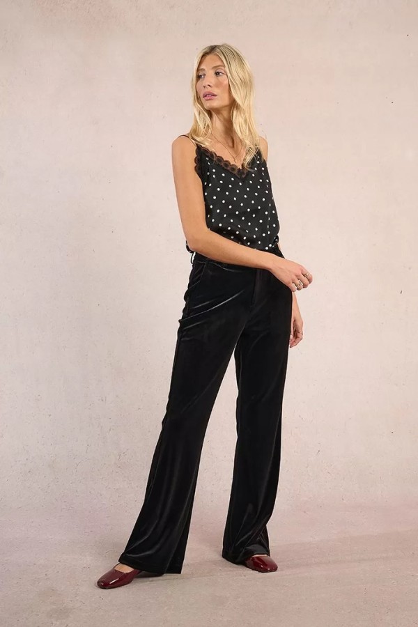 Flared velvet trousers Black