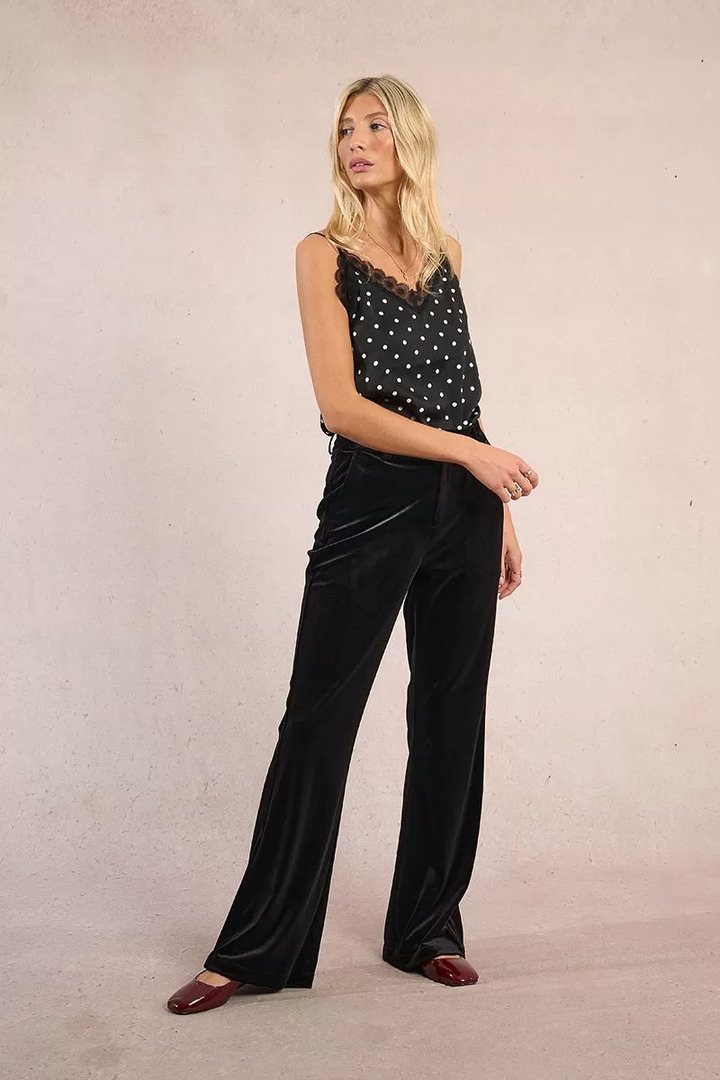 Flared velvet trousers Black