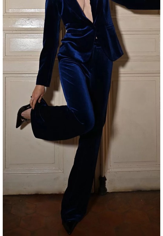 Flared velvet trousers Cobalt Blue
