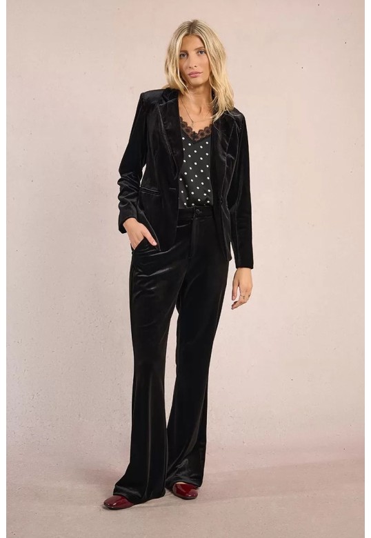 Fitted velvet blazer Black
