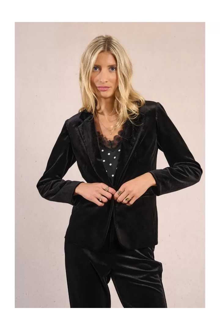 Fitted velvet blazer Black