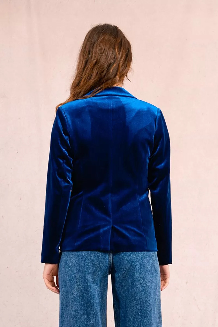 Fitted velvet blazer Cobalt Blue