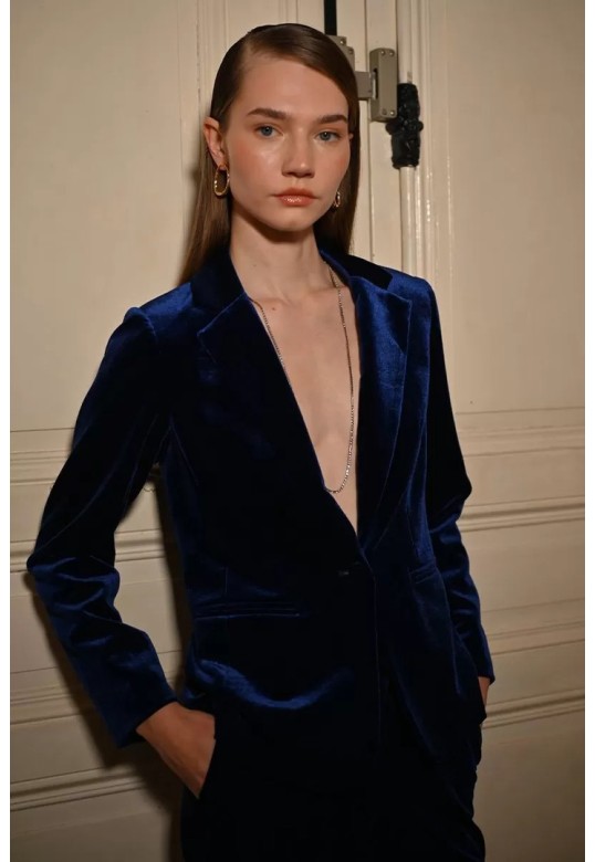 Fitted velvet blazer Cobalt Blue
