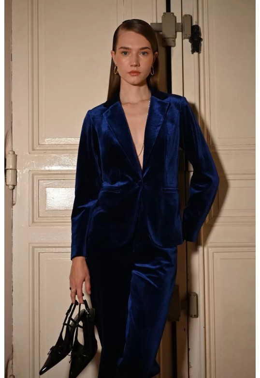 Fitted velvet blazer Cobalt Blue
