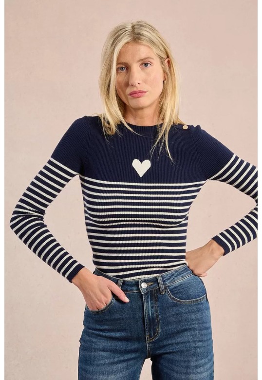 Heart-shaped sailor sweater Navy Blue/Offwhite