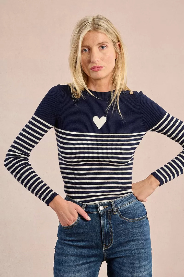 Heart-shaped sailor sweater Navy Blue/Offwhite