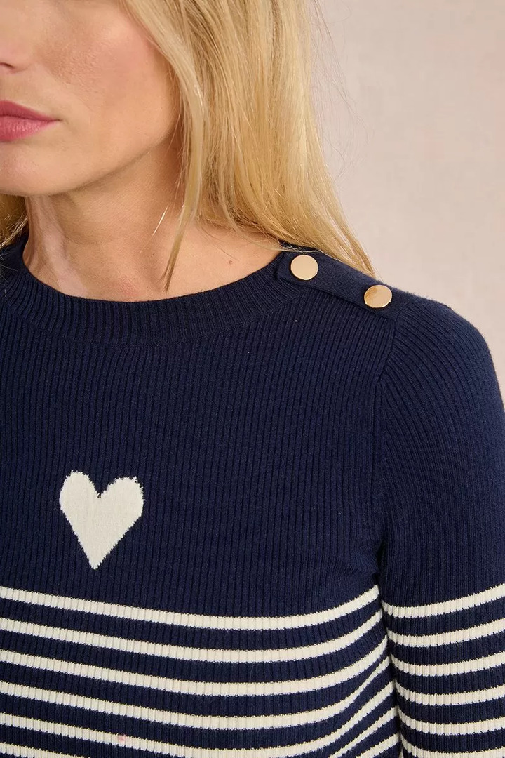 Heart-shaped sailor sweater Navy Blue/Offwhite