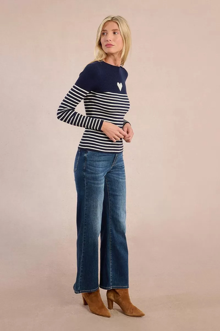Heart-shaped sailor sweater Navy Blue/Offwhite