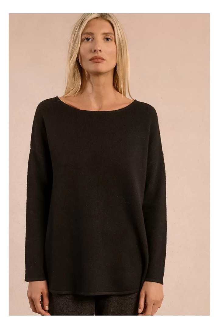 Straight knit sweater Black