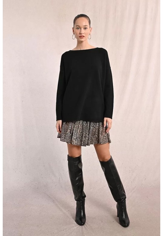 Straight knit sweater Black