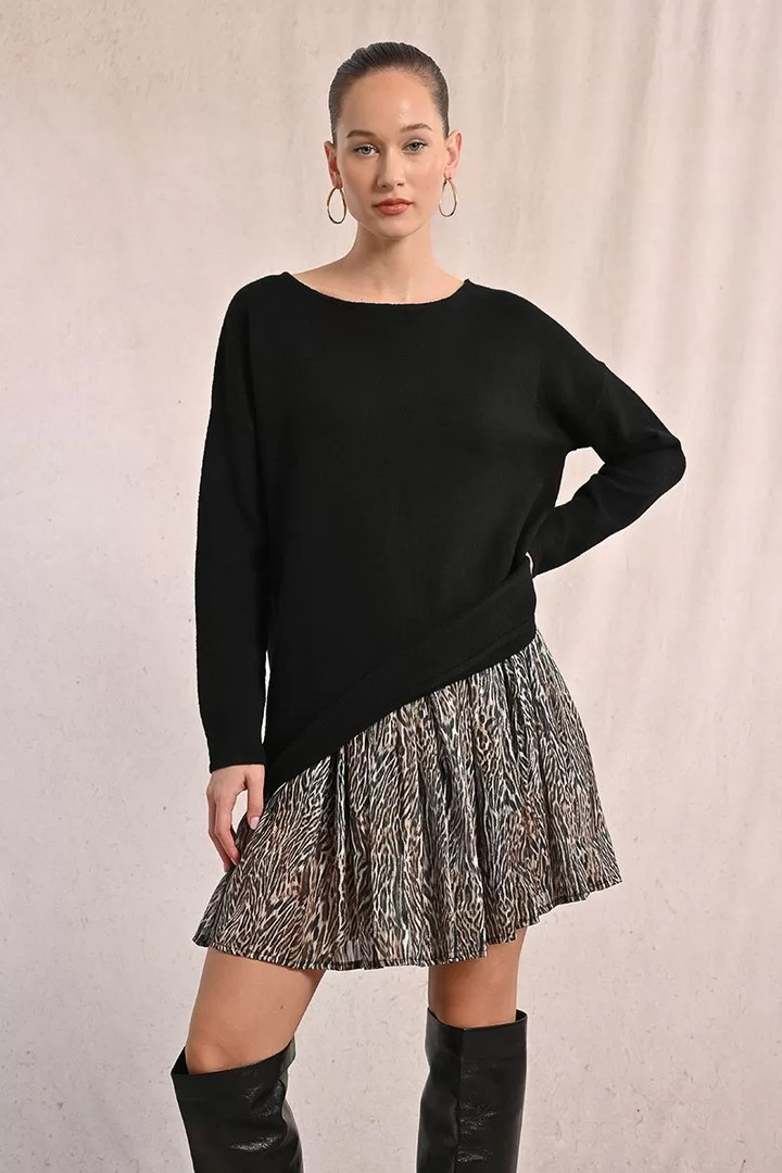 Straight knit sweater Black