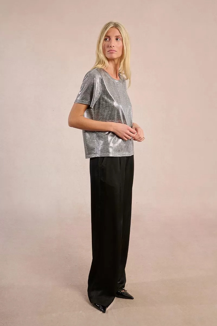 Iridescent Crop T-Shirt Silver