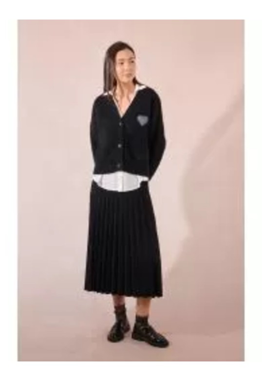 Knitted cardigan, heart print Black