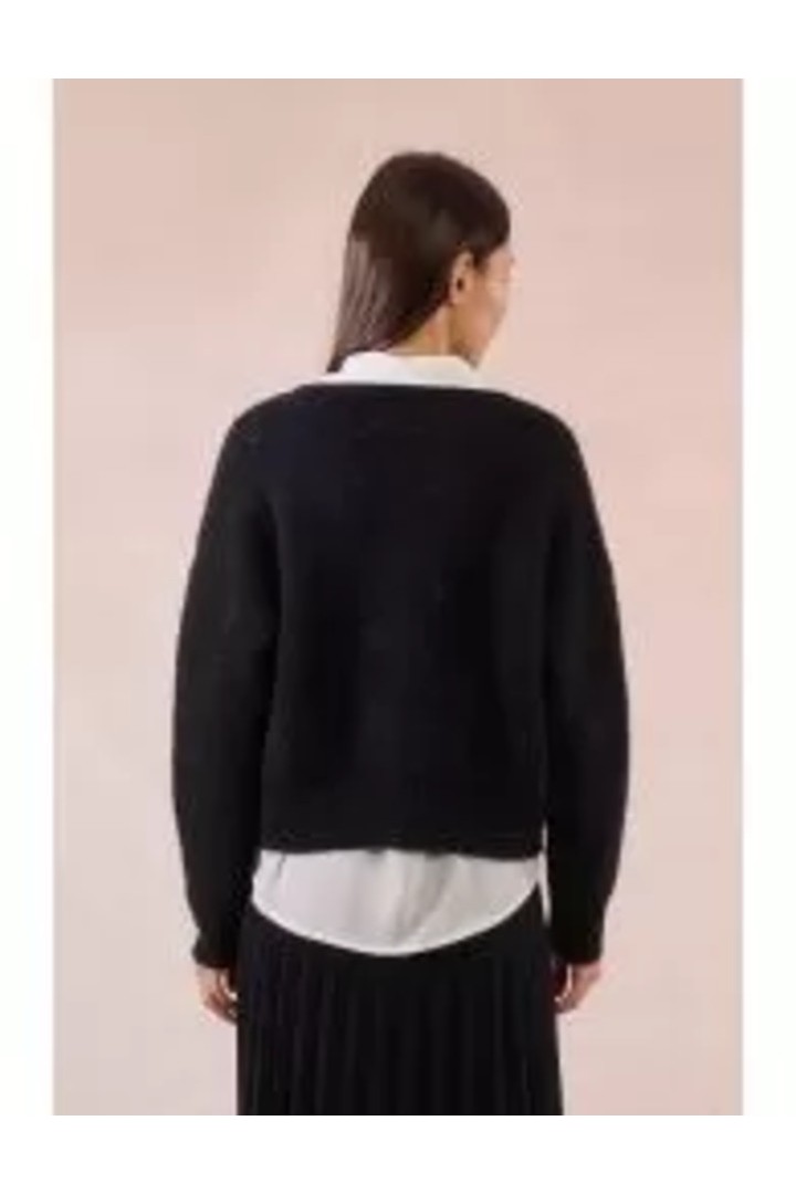 Knitted cardigan, heart print Black