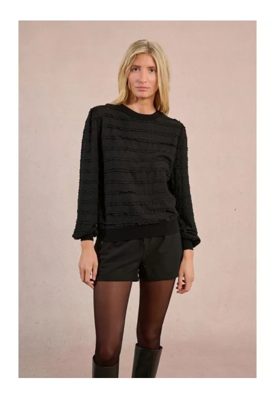 Ruffled waffle top Black