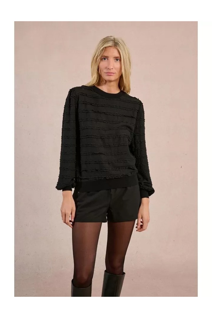 Ruffled waffle top Black