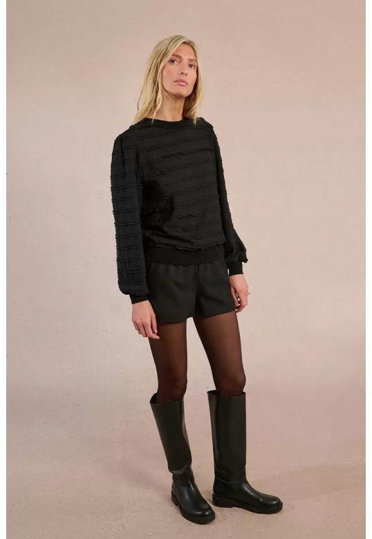 Ruffled waffle top Black