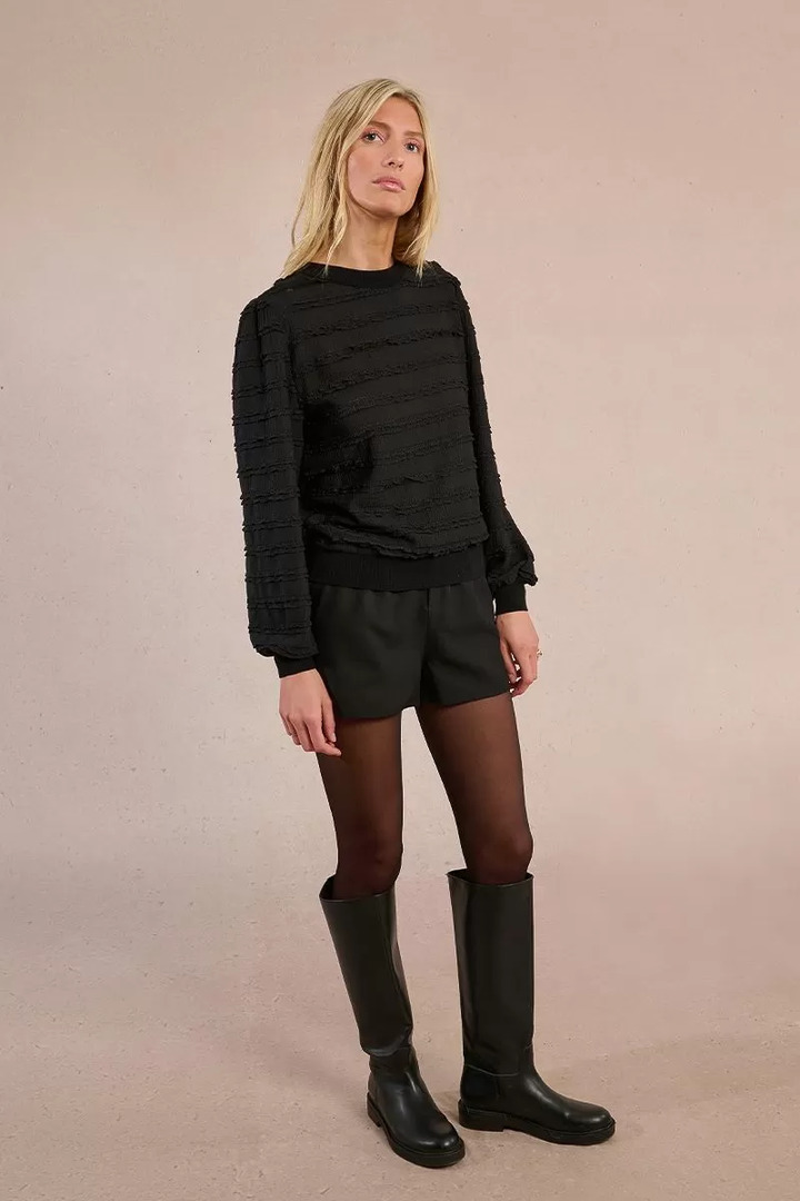 Ruffled waffle top Black