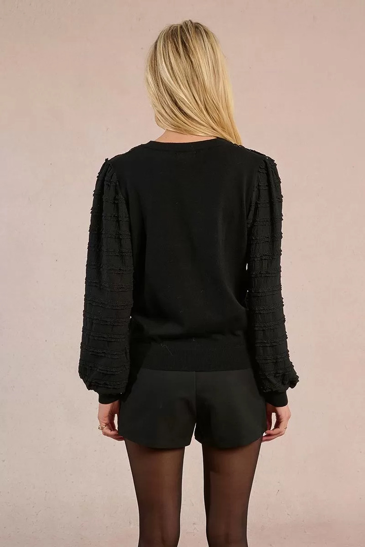 Ruffled waffle top Black