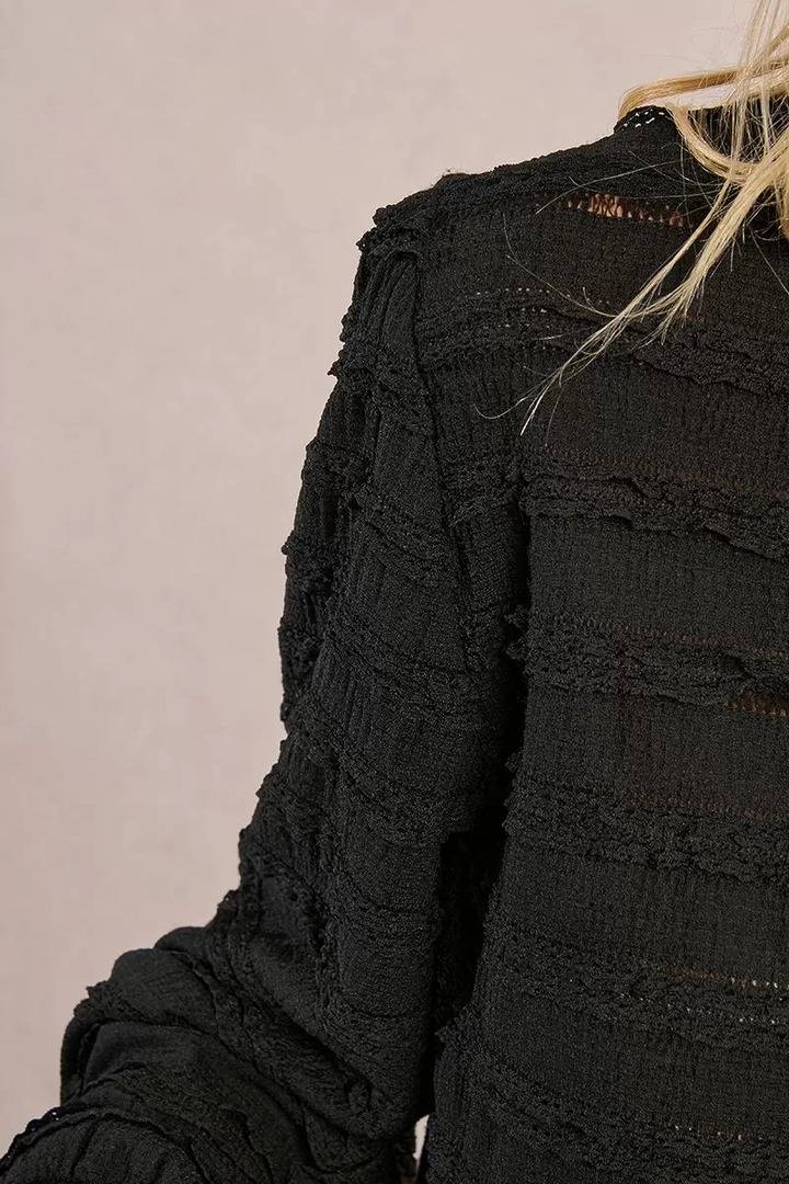 Ruffled waffle top Black