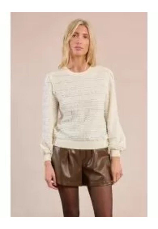 Ruffled waffle top off white