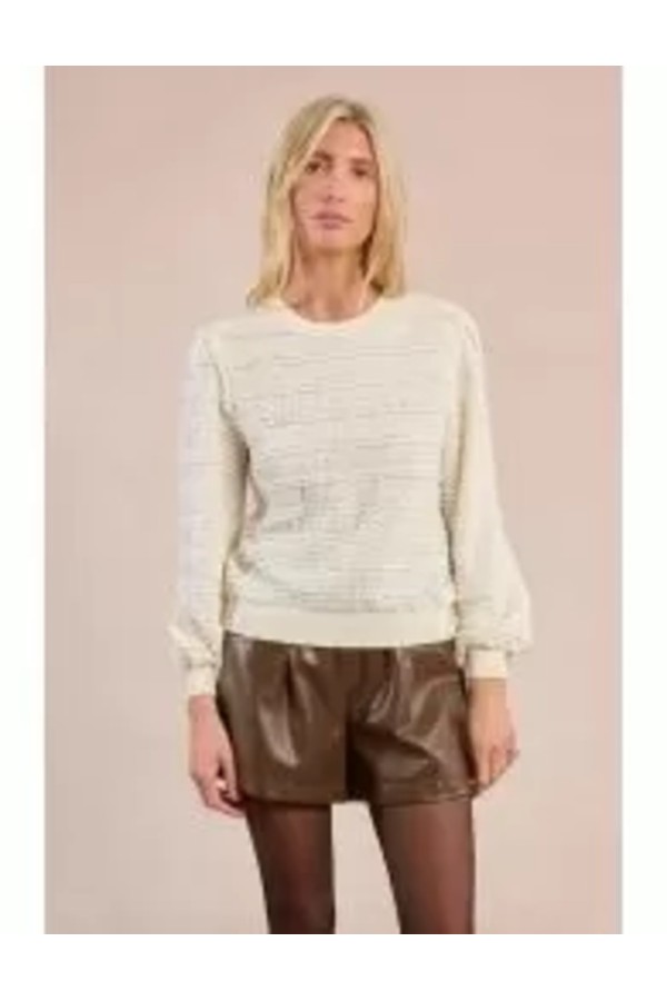 Ruffled waffle top off white