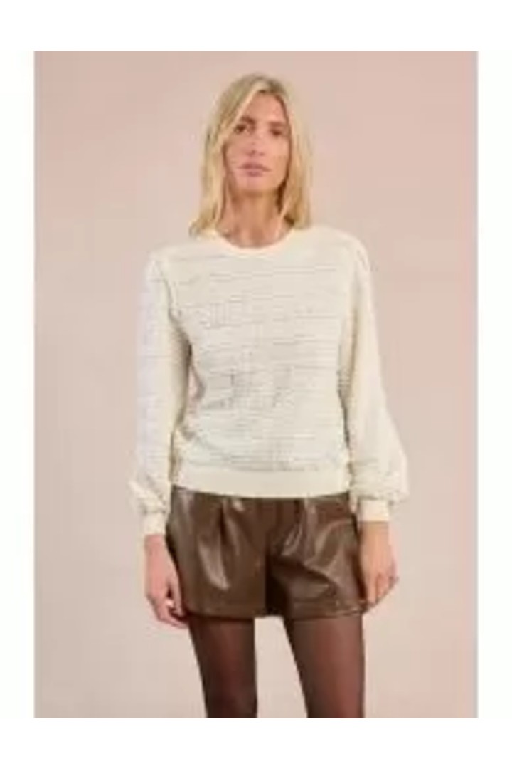 Ruffled waffle top off white