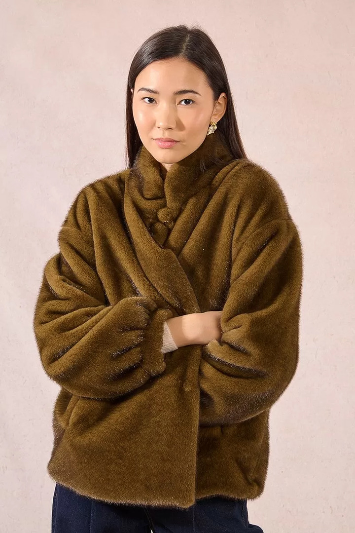 Imitation fur jacket Khaki
