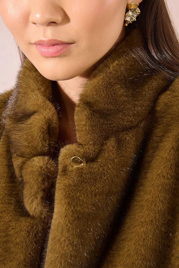 Imitation fur jacket Khaki