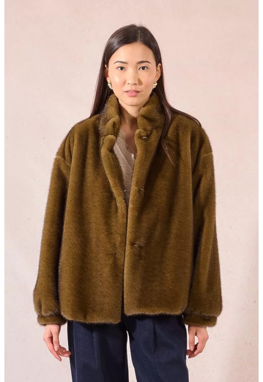 Imitation fur jacket Khaki