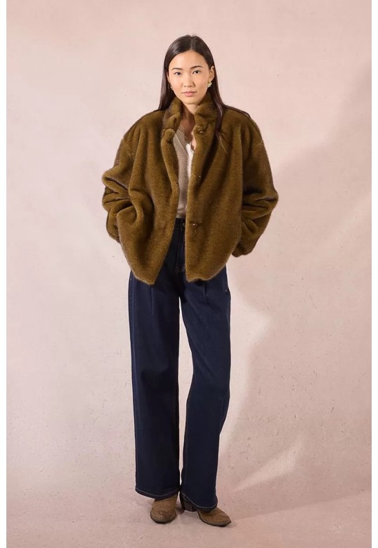 Imitation fur jacket Khaki