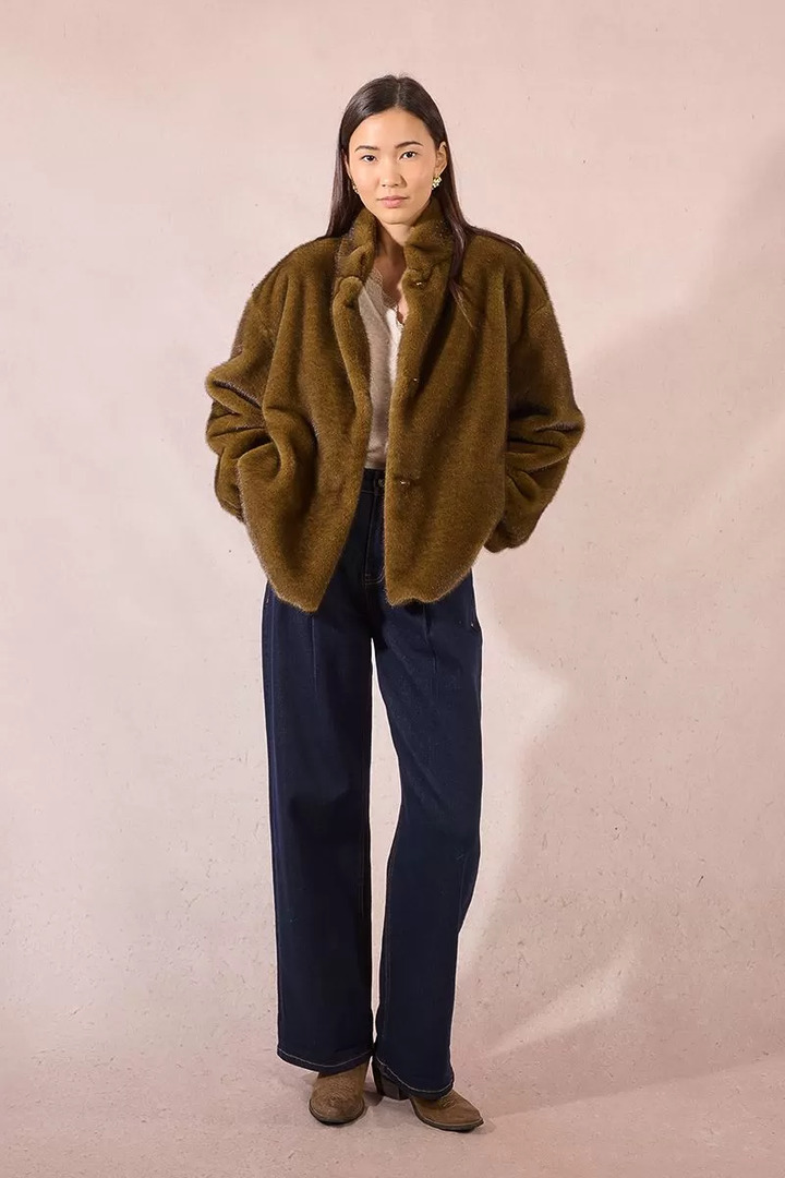 Imitation fur jacket Khaki