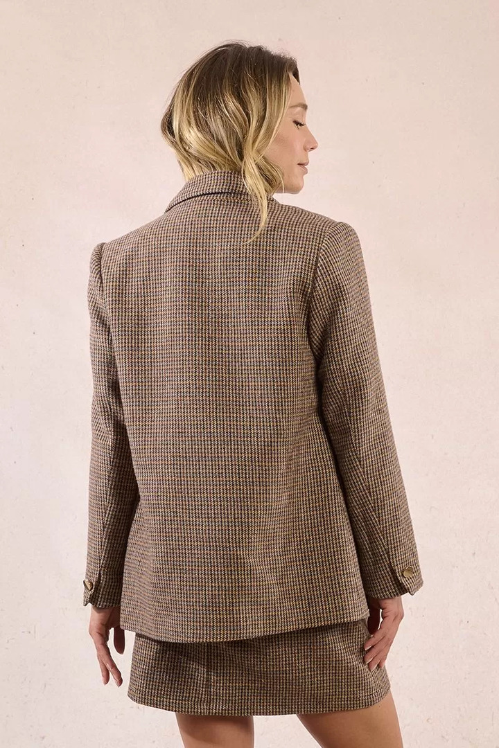 Houndstooth blazer jacket Brown